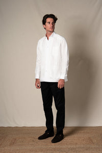 Off White Plain Cotton Guayabera Shirt — look completo BUND, Costa Vice Spring Summer 26
