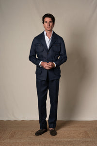 Dark Navy Plain Linen Sahariana — look completo BUND, Costa Vice Spring Summer 26