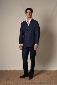 Navy Stripes Suit — sastreria a medida BUND, lookbook Costa Vice Spring Summer 26
