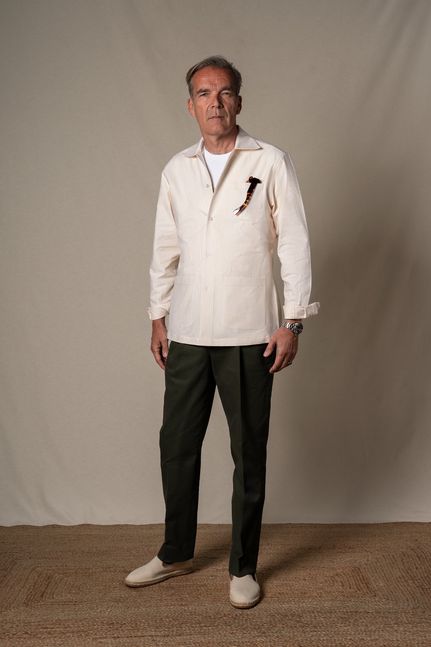 Yellow Oxford Stripes Overshirt — vista alternativa 2, BUND Costa Vice Spring Summer 26