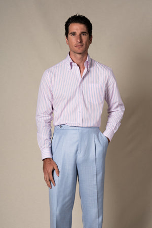 Pink Stripes Sport Cotton Casual Shirt — sastreria a medida BUND, lookbook Costa Vice Spring Summer 26