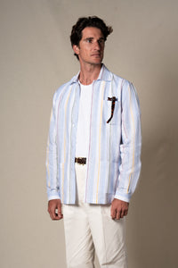 Yellow Stripes Linen Overshirt — sastreria a medida BUND, lookbook Costa Vice Spring Summer 26