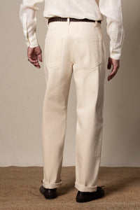 Beige Jeans — detalle del tejido, BUND Costa Vice SS26