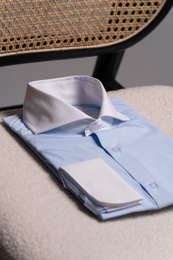 Camisa Twill contraste celeste