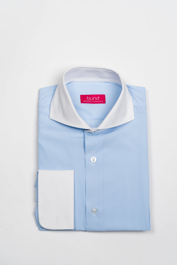Camisa Twill contraste celeste