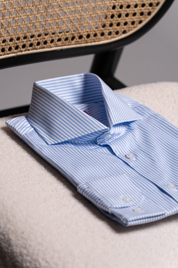Camisa Twill Rayas Celeste