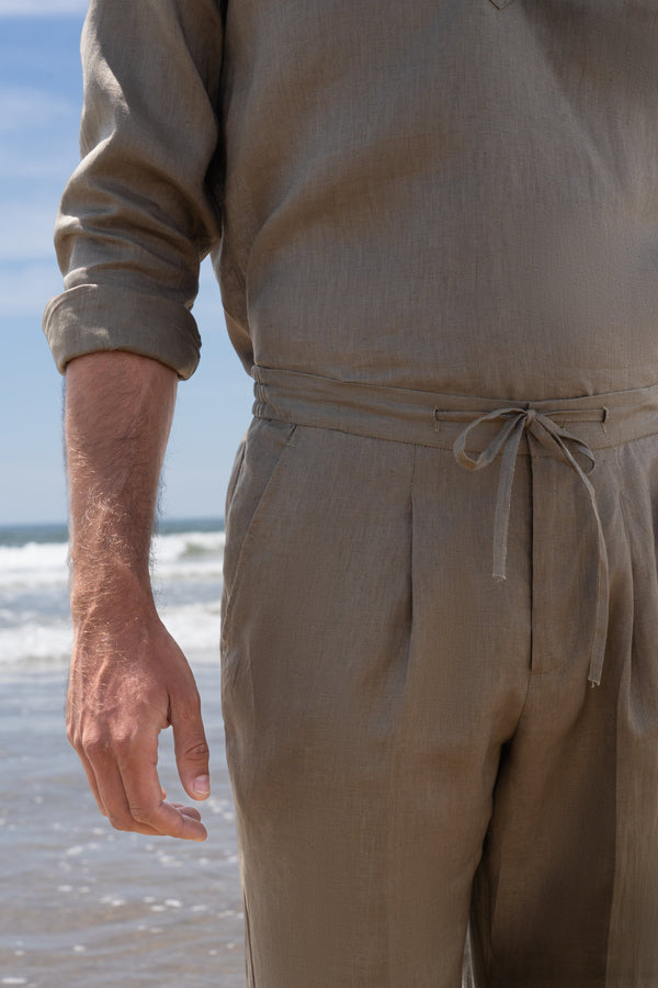 Pantalón Lino Anudar Olive