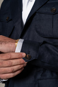Dark Navy Plain Linen Sahariana — vista alternativa 5, BUND Costa Vice Spring Summer 26