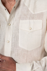 Off White Western Linen Casual Shirt — vista alternativa 2, BUND Costa Vice Spring Summer 26