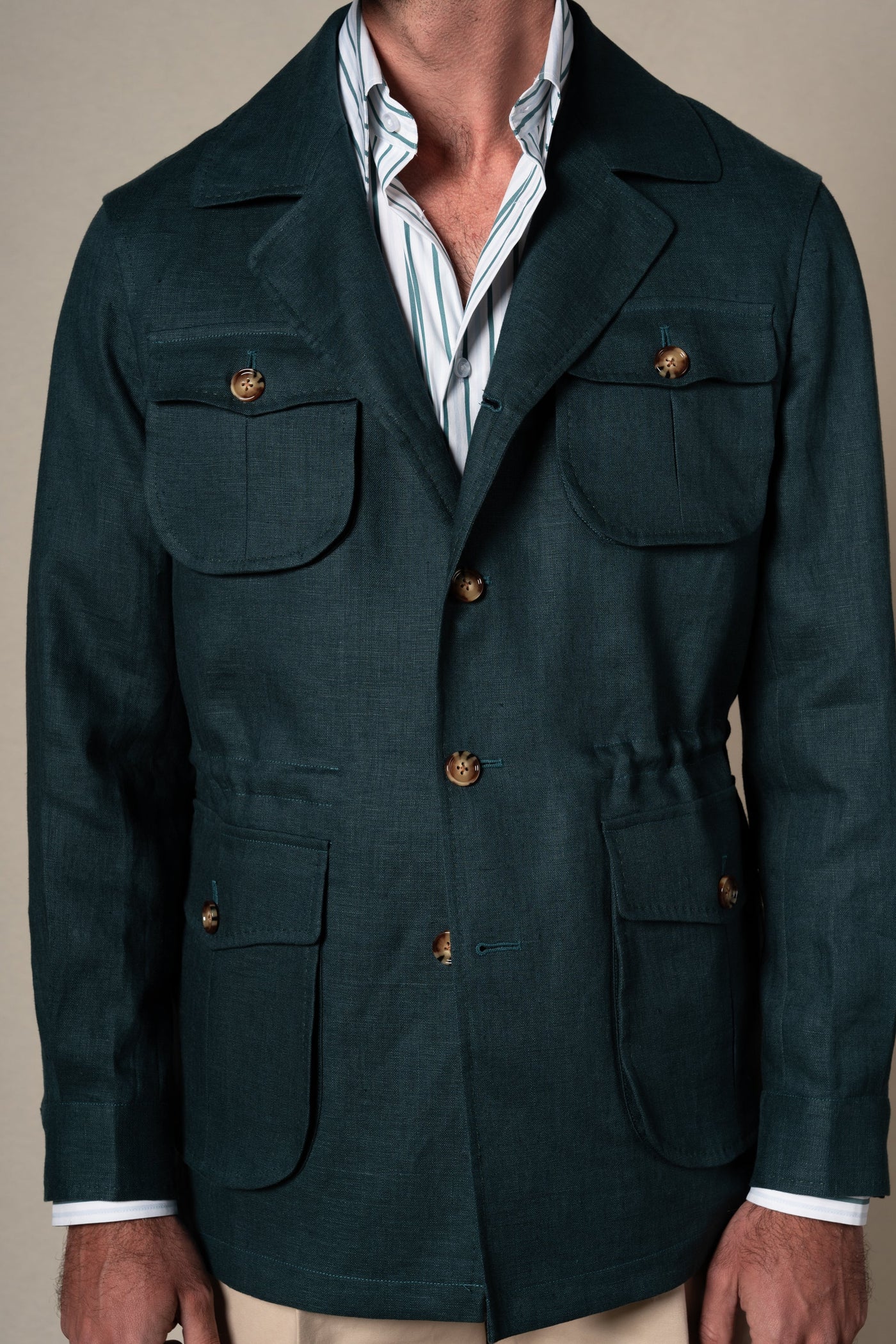 Green Plain Linen Sahariana — vista alternativa 2, BUND Costa Vice Spring Summer 26