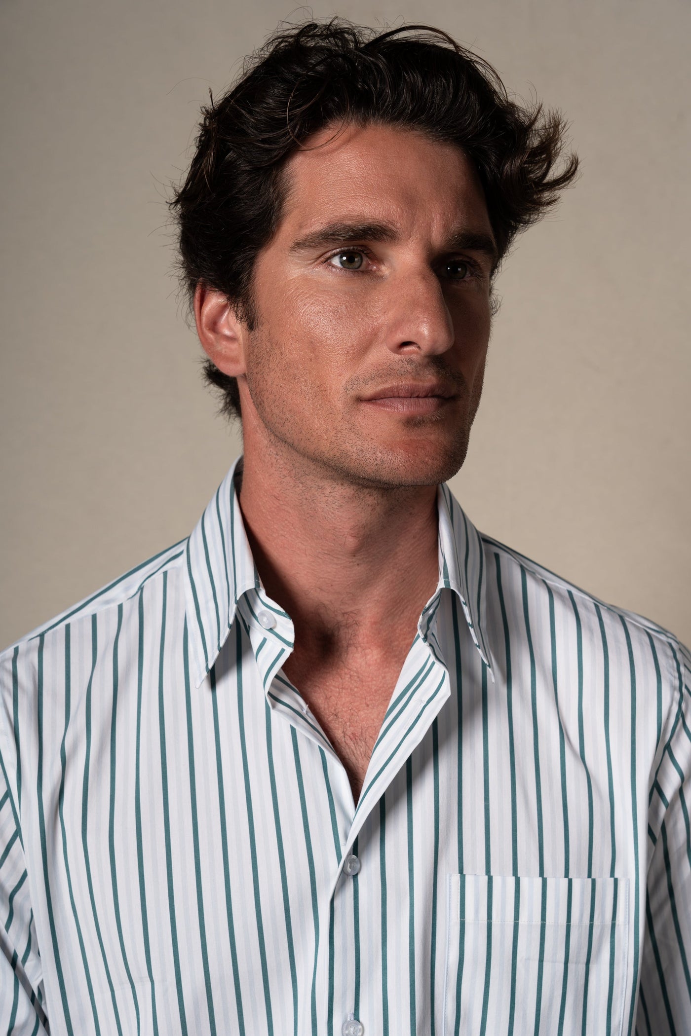 Olive Green Stripes Pocket Casual Shirt — vista alternativa 2, BUND Costa Vice Spring Summer 26