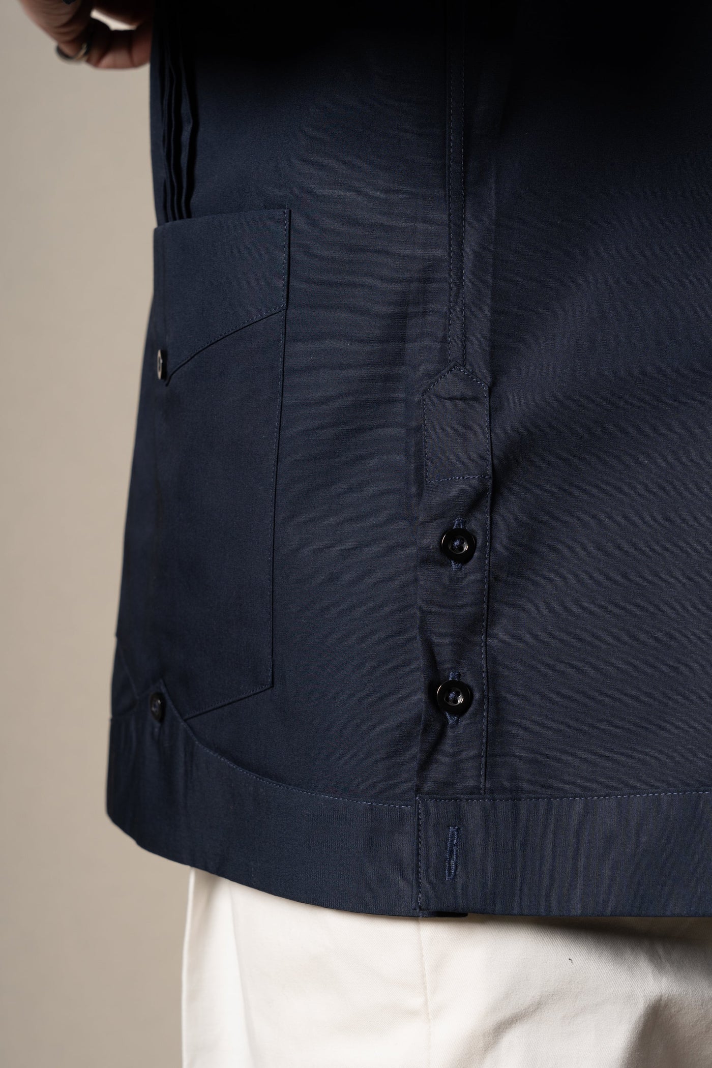 Dark Navy Plain Cotton Guayabera Shirt — vista alternativa 5, BUND Costa Vice Spring Summer 26