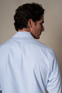 Navy Seersucker Stripes Overshirt — look completo BUND, Costa Vice Spring Summer 26