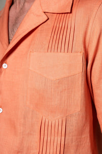 Orange Plain Linen Guayabera Shirt — vista alternativa 2, BUND Costa Vice Spring Summer 26