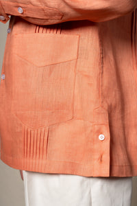 Orange Plain Linen Guayabera Shirt — vista alternativa 3, BUND Costa Vice Spring Summer 26