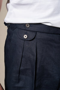 Dark Navy Plain Linen Shorts — vista alternativa 3, BUND Costa Vice Spring Summer 26
