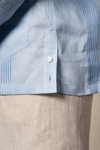Light Blue Plain Linen Guayabera Shirt — vista alternativa 4, BUND Costa Vice Spring Summer 26