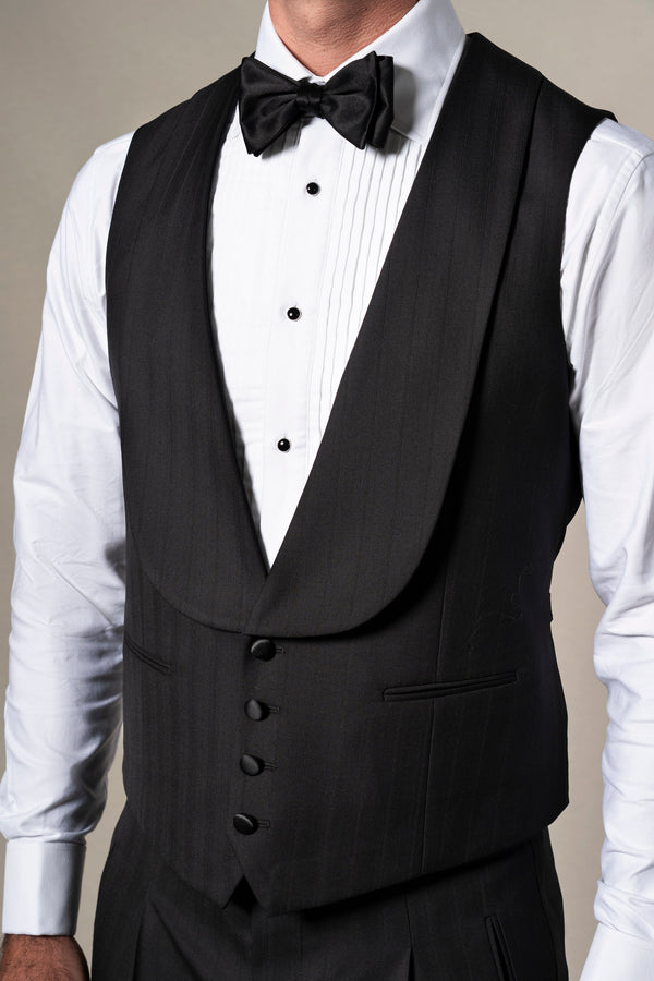 Black Herringbone 3 Pieces Tuxedo - Esmoquin a medida BUND