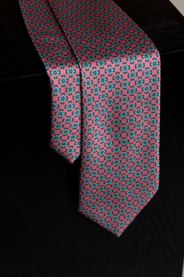 Corbata Flores Geométrico Rosa