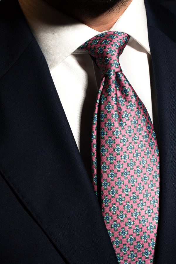 Corbata Flores Geométrico Rosa