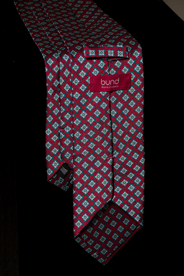 Corbata Flores Motivo Geométrico Rojo