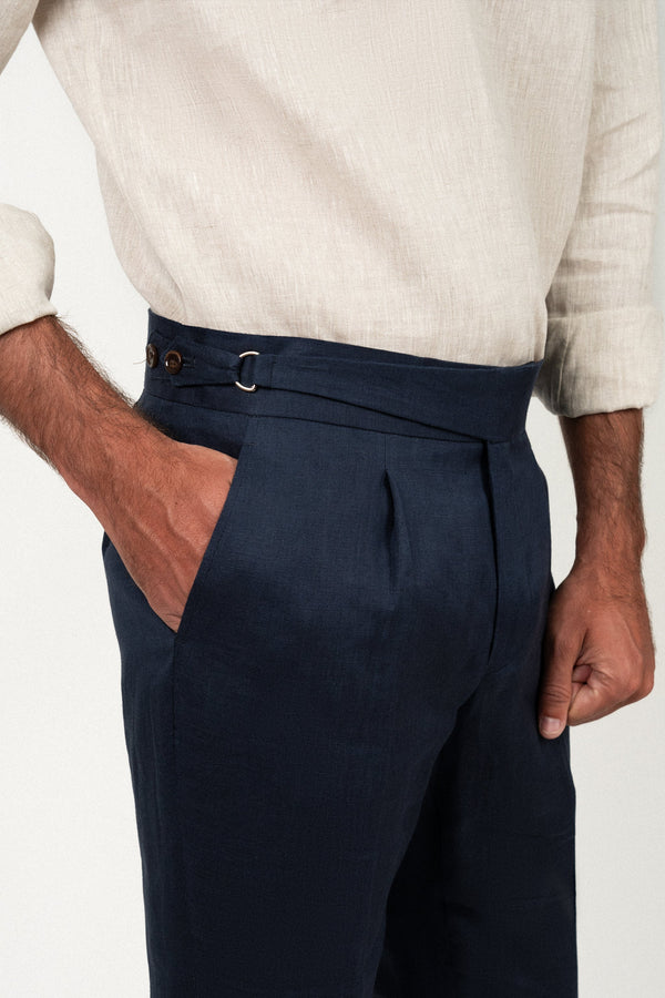 Pantalón Lino Soft Ghurka Navy