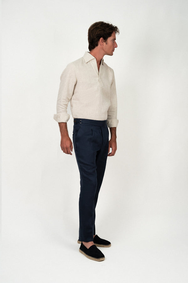 Pantalón Lino Soft Ghurka Navy