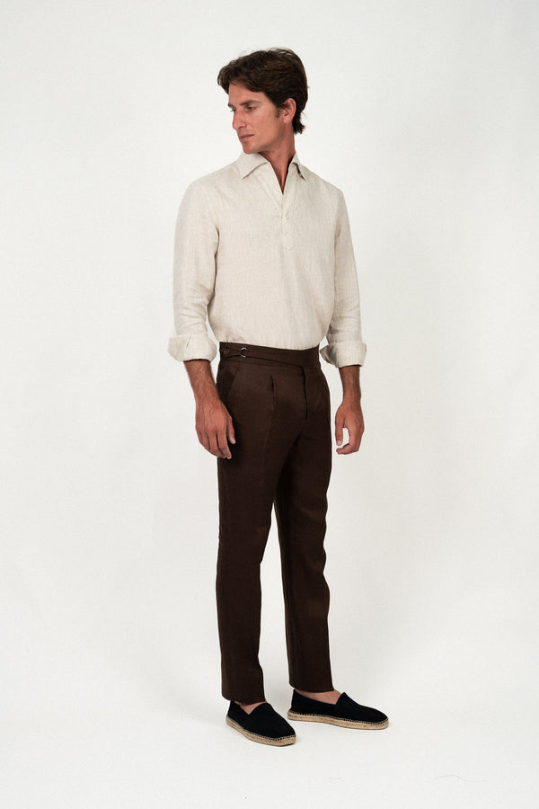 Pantalón Lino Soft Ghurka Brown