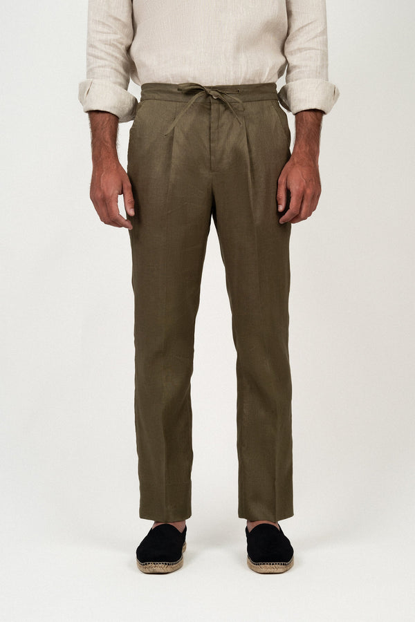 Pantalón Lino Anudar Olive