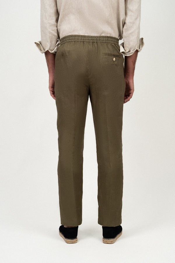 Pantalón Lino Anudar Olive