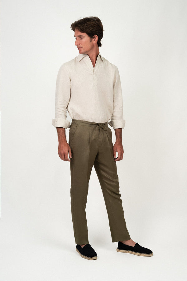 Pantalón Lino Anudar Olive