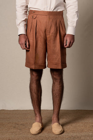 Orange Plain Linen Shorts — sastreria a medida BUND, lookbook Costa Vice Spring Summer 26