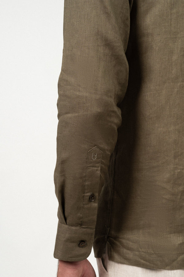 Camisa Lino Polera Olive