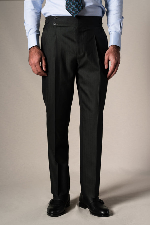 Dark Green Herringbone Suit - Traje a medida BUND