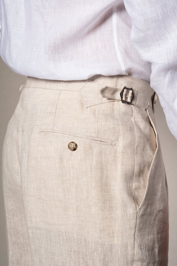 Beige Linen Double Breasted Suit - Traje a medida BUND