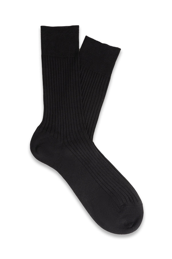 Black Short Ribbed Socks