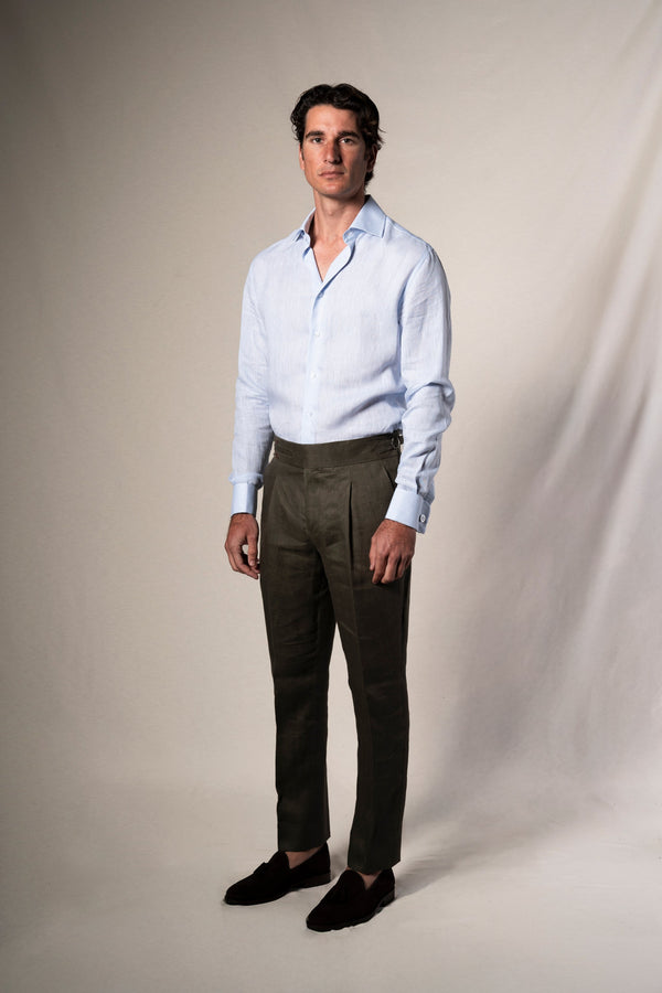 Light Blue Ceremony Linen Shirt - Camisa BUND