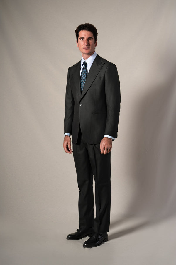 Dark Green Herringbone Suit - Traje a medida BUND